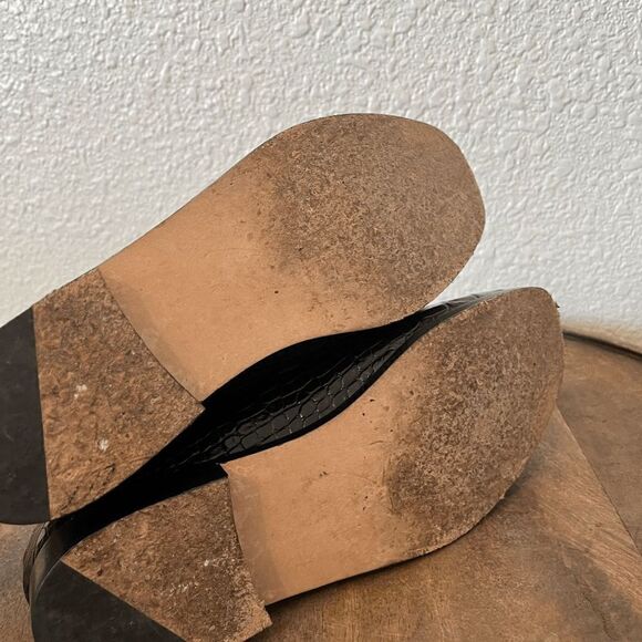 Lou Black Crocodile Embossed Leather Calf Suede Frankie Loafers Women's Size 8 - Picture 10 of 10